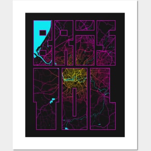 Bristol, England City Map Typography - Neon Posters and Art